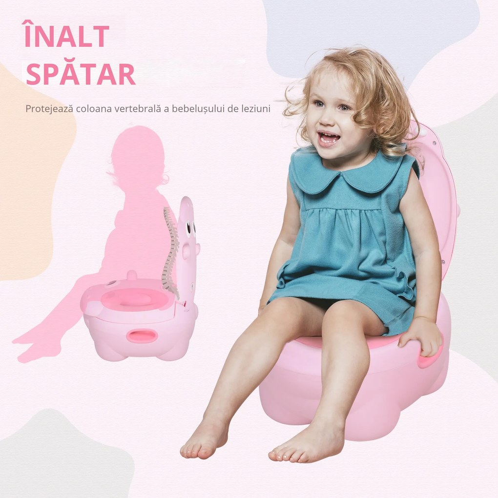 HOMCOM Olita pentru Copii de la 6 Luni Antialunecare Hipopotam Roz 40 x 30 x 23cm | Aosom Romania