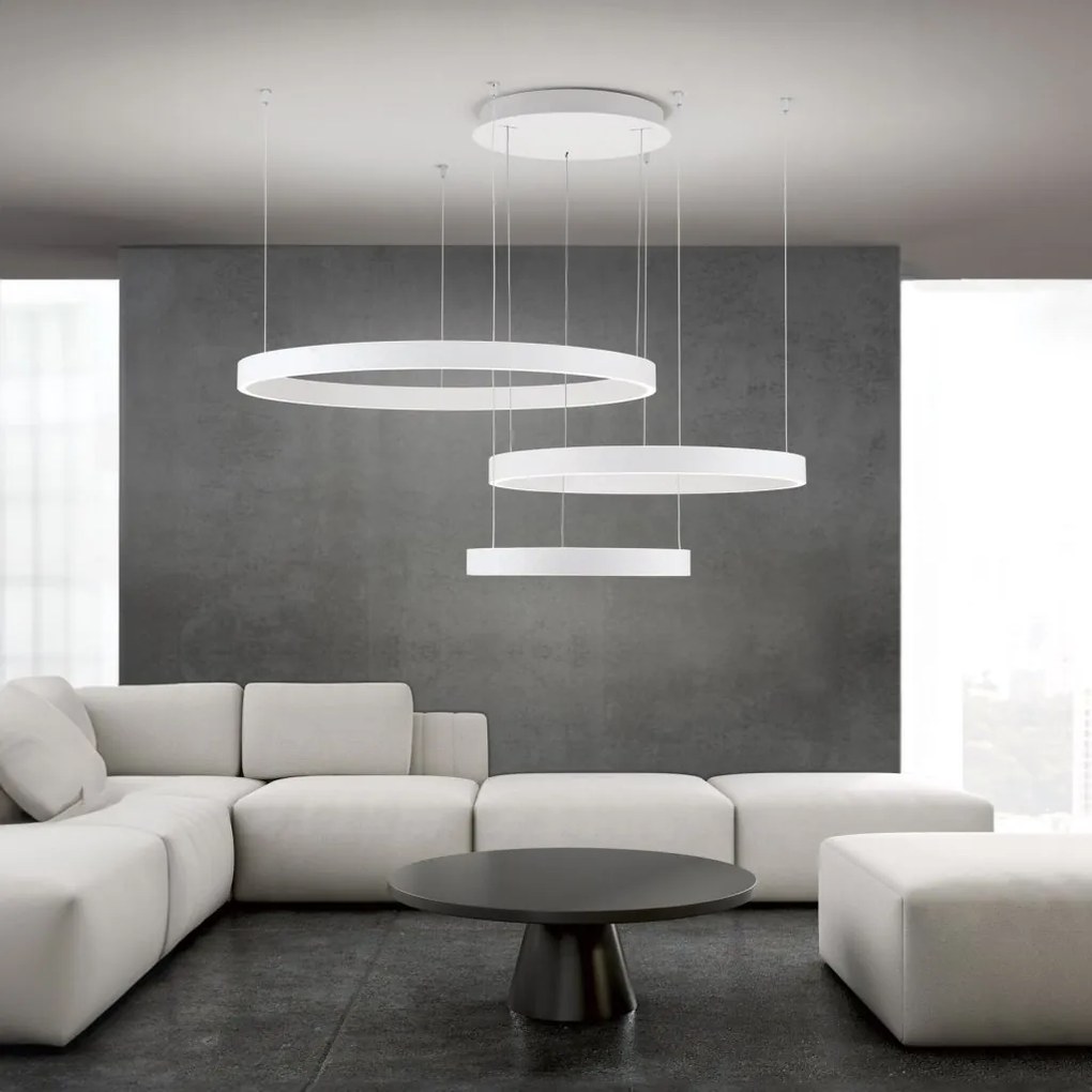 Lustra LED circulara cu 3 inele KOLK personalizabil alb, auriu sau negru
