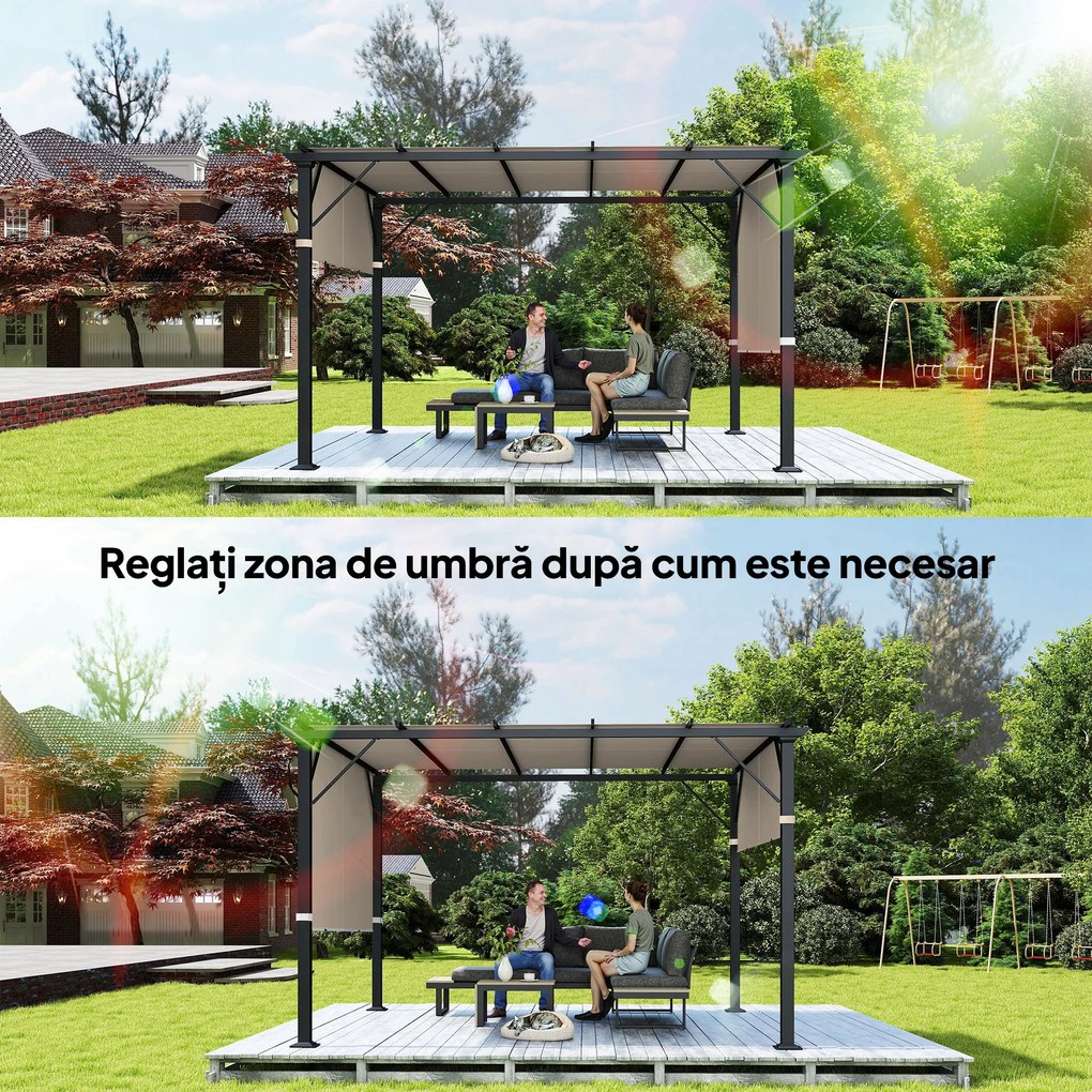 Outsunny 2 Bucăți Husă de Schimb pentru Pergolă, Copertină de Umbrire, Ușor de Instalată, pentru Pergolă 3 x 3(m), Bej | Aosom Romania