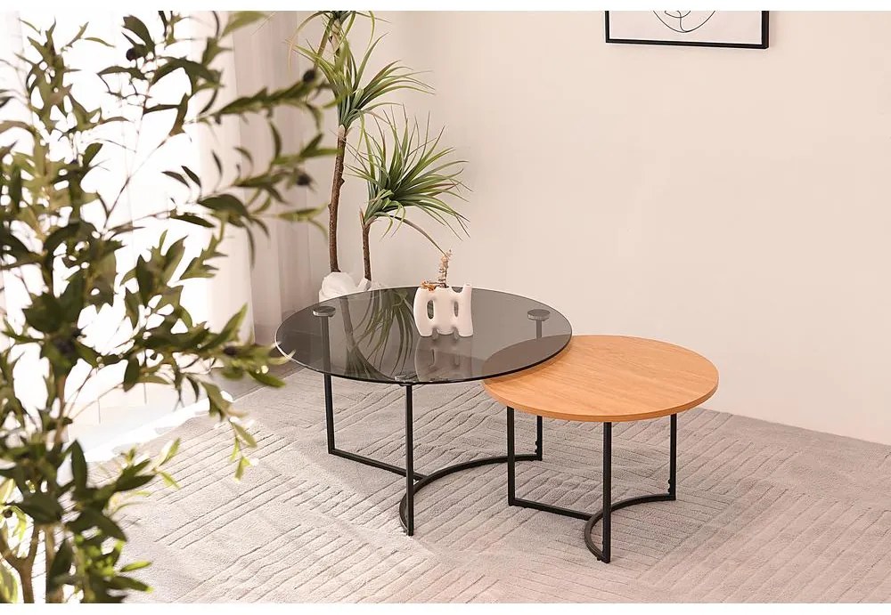 Set 2 buc. măsuțe cafea Frost  (negru + natural). 1100147