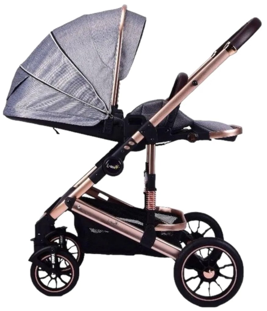 Carucior 3 in 1 reversibil si pliabil cu geanta inclusa si scoica auto, 0-36 luni, Gri - CPC-60-gri