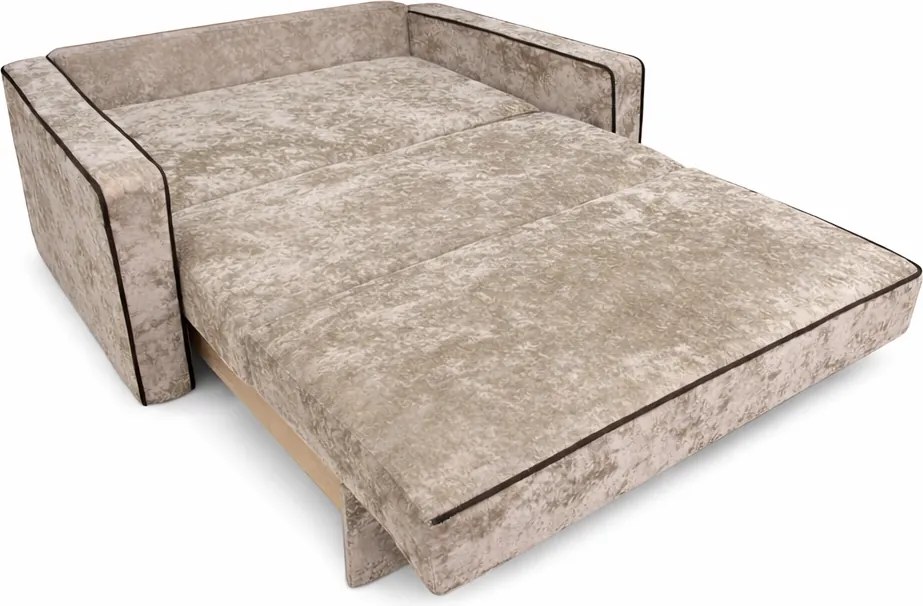 Canapea SAMY NEXT extensibila, 2 locuri, cu lada de depozitare, catifea plusata bej , cadru metalic, 152x100x92 cm catifea plusata, Bej