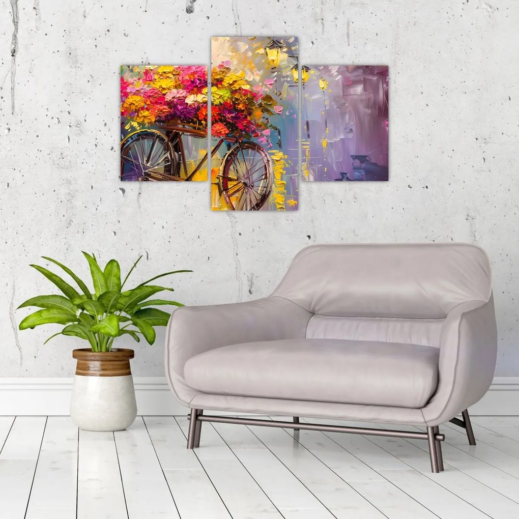 Tablou - Roată cu flori (90x60 cm)
