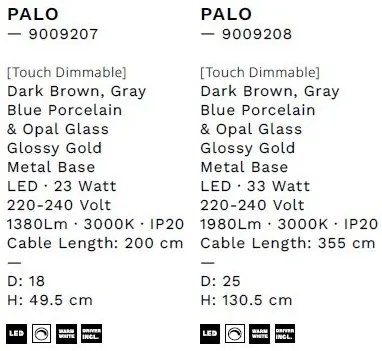 Veioza LED decorativa ceramica maro, albastru, alb, PALO