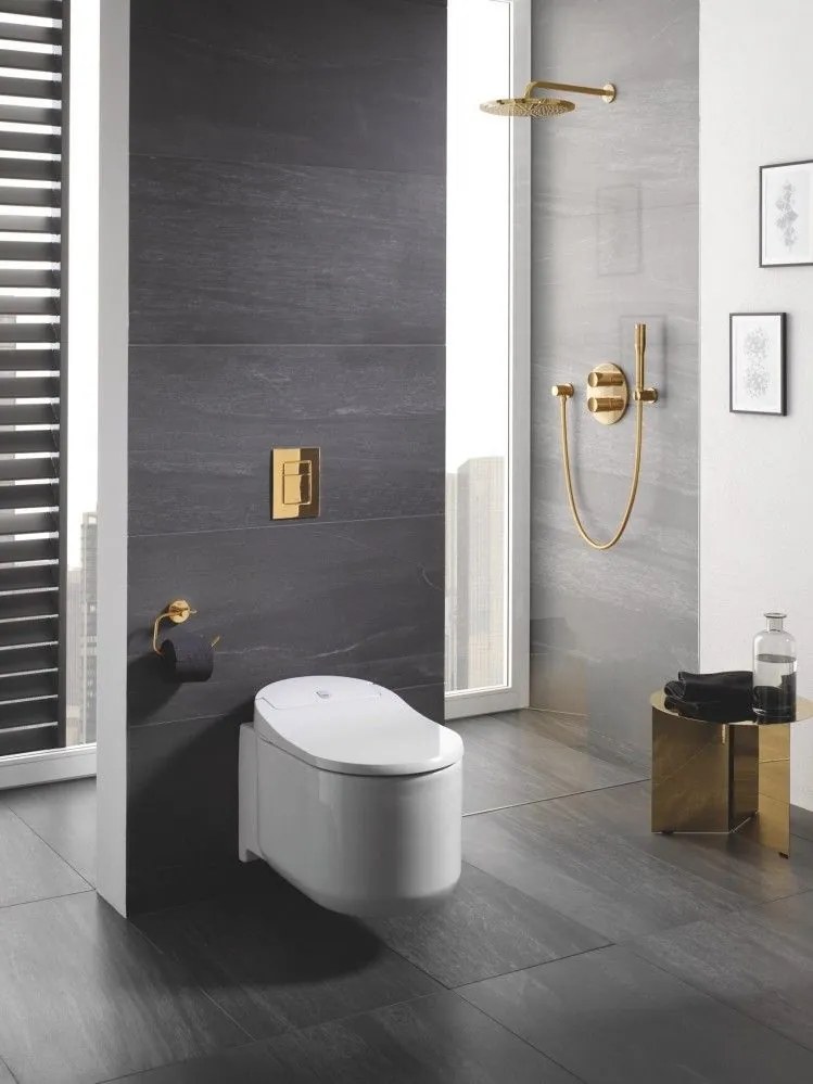 Palarie dus fix Grohe Rainshower Cosmopolitan 310, O31 cm cu brat pe perete, auriu (cool sunrise)