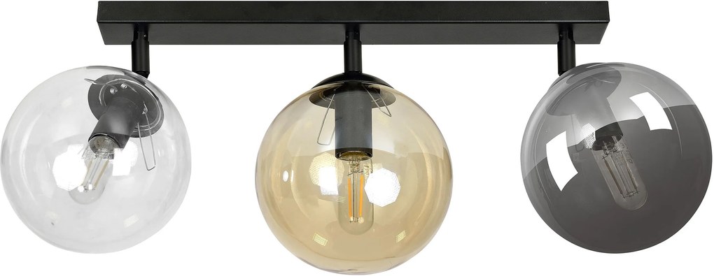 Emibig Tofi lampă de tavan 3x40 W negru-transparent-chihlimbar-grafit 779/3