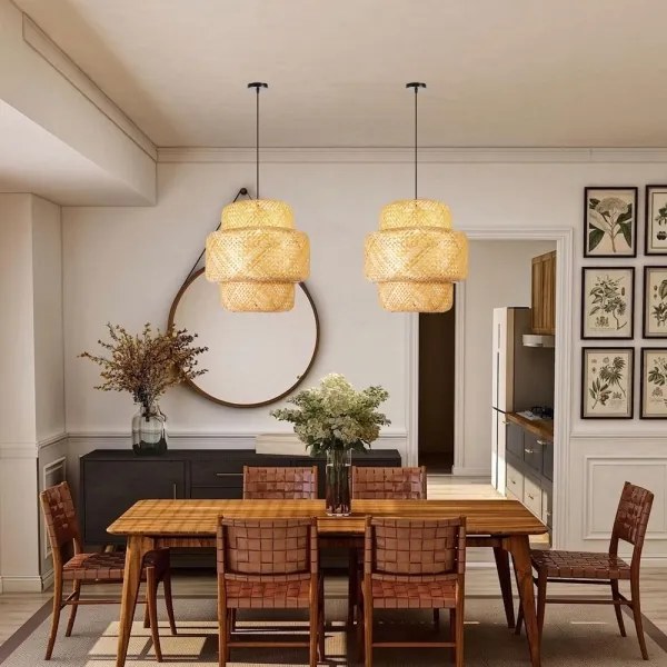 Lustră pe cablu Immax 08268L HILO 1xE27/40W/230V d. 47 cm bambus