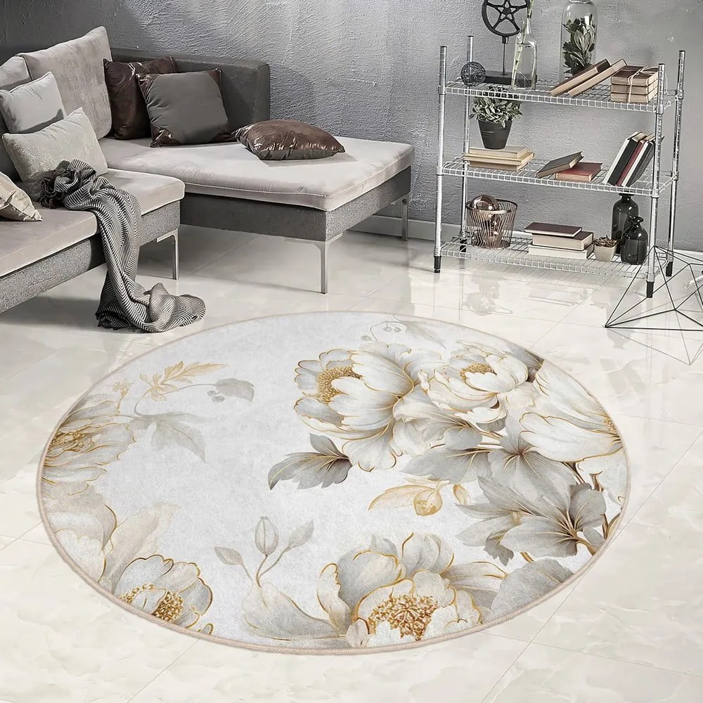 Covor gri deschis/bej lavabil rotund ø 150 cm Soft and Gentle – Mila Home