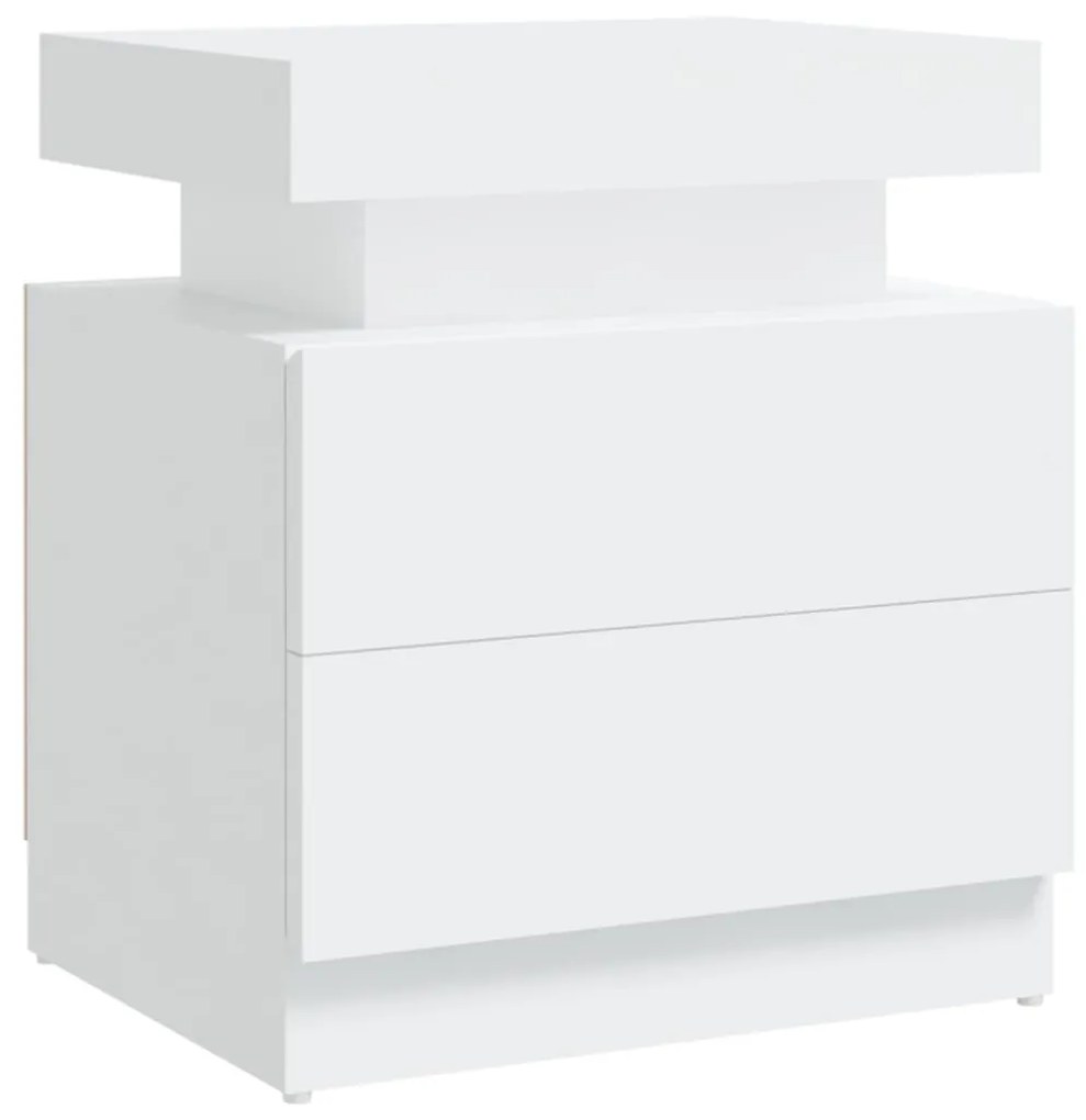 326849 vidaXL Dulap noptieră, alb, 45x35x52 cm, lemn prelucrat