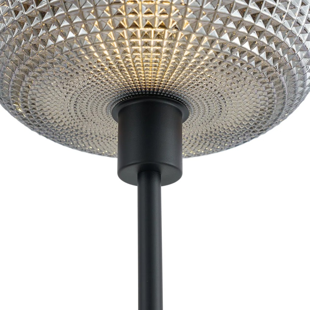Lampă de podea de design neagră cu sticlă fumurie cu 2 lumini - Brianna