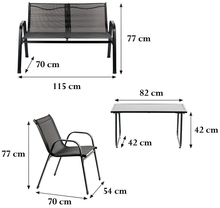Set mobilier de grădină Lorca 4+1 negru