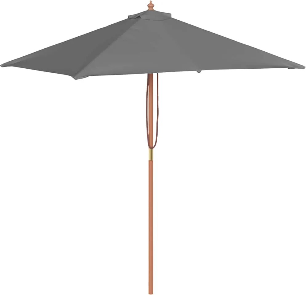 vidaXL Umbrelă de soare, exterior, stâlp lemn, 150x200 cm, antracit