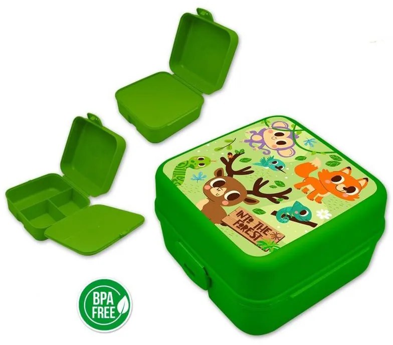 Animale Into the Forest cutie de prânz cu compartimente multiple, cutie pentru sandwich