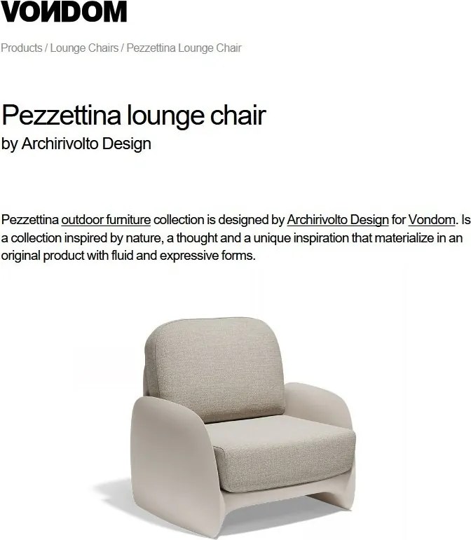 Fotoliu de exterior / interior design modern premium PEZZETTINA LOUNGE CHAIR 56010 Vondom