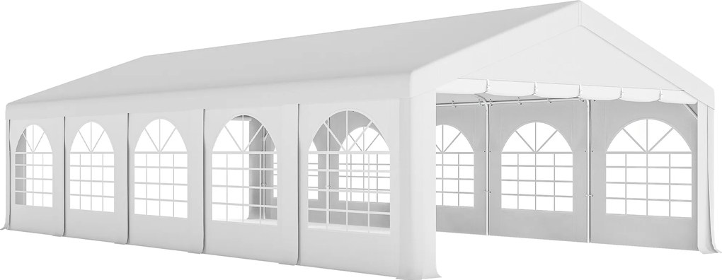 Outsunny Pavilion pentru Petreceri 10x5 m cu 10 Pereți Laterali Detașabili, Pavilion de Grădină cu 5 Secțiuni, Uși cu Fermoar și Ferestre, Pavilion pentru Nunți, Evenimente, Întâlniri, UV30+, Alb | Aosom Romania