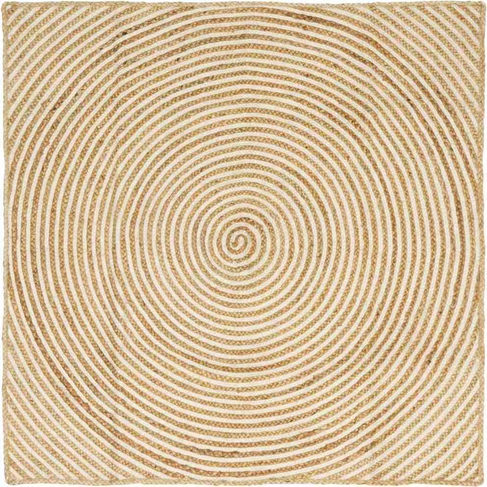 vidaXL Covor Natural și Alb 120 x 120 cm Iută