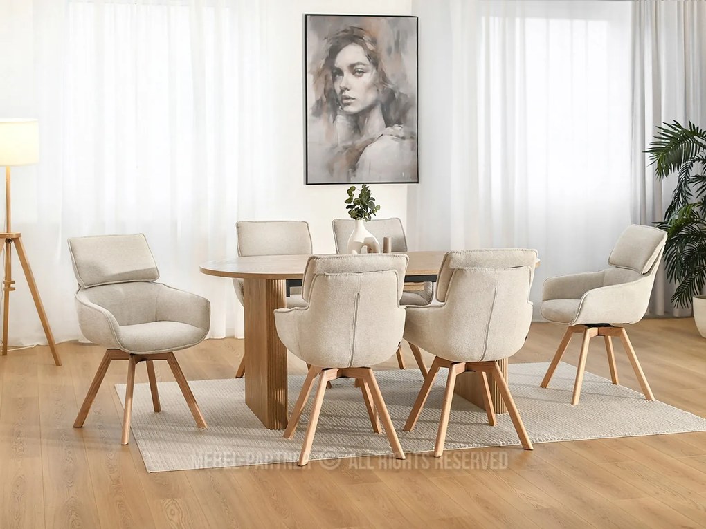 Scaun Doris (bej + stejar). Promo -18%. 1111032