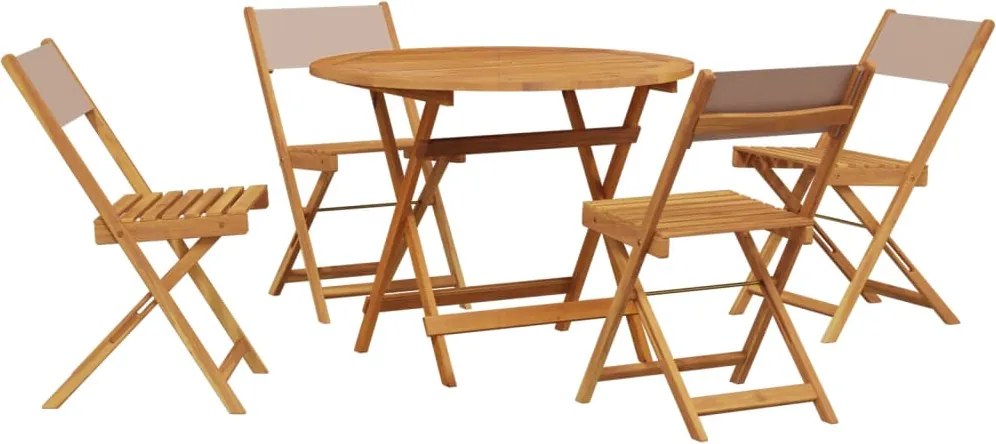 vidaXL Set mobilier de grădină 5 piese textil taupe/lemn masiv
