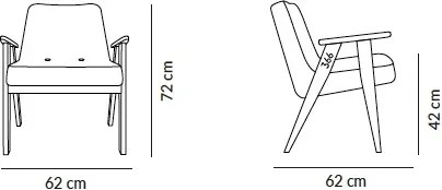 Fotoliu elegant design nordic 366 LOFT galben/ stejar inchis