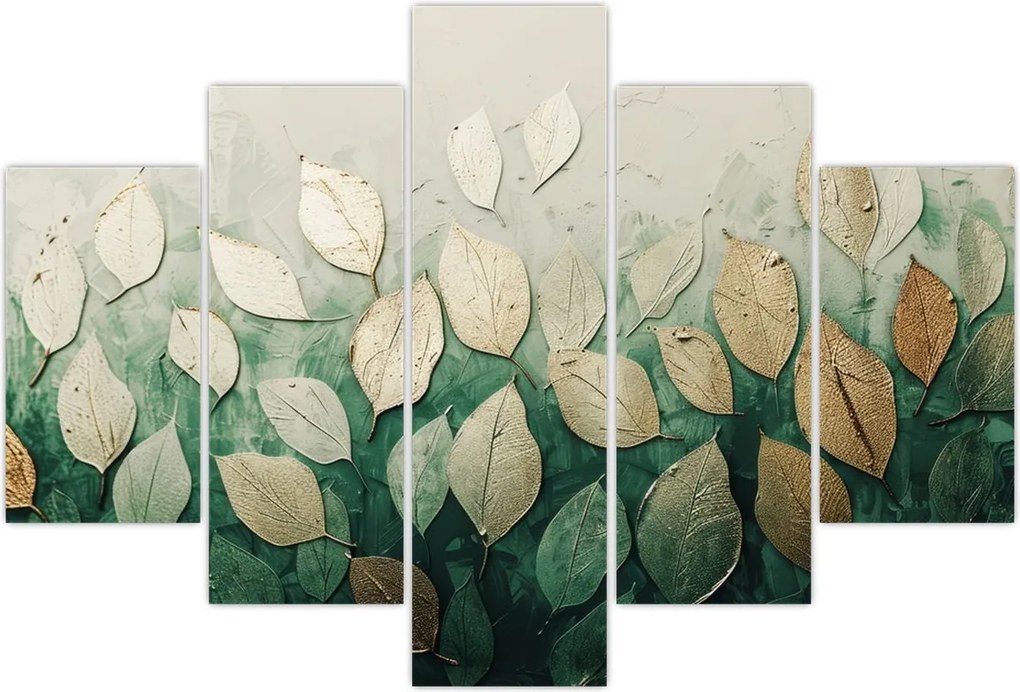 Tablou - Frunze verzi-aurii (150x105 cm)