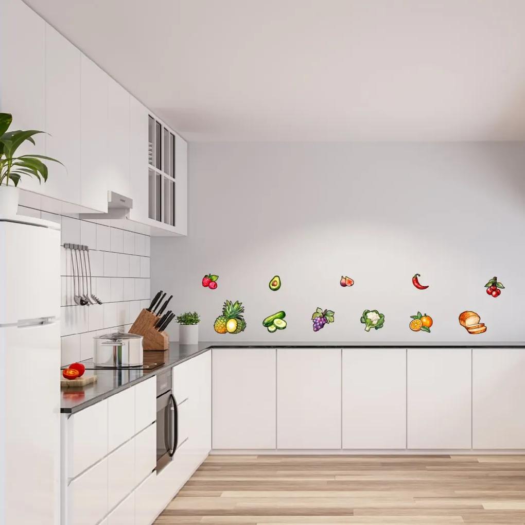 PIPPER. Autocolant de perete „Fructe si legume” 60x120cm Material: Autocolant textil