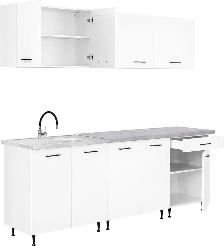 Dulap de bucătărie Primo 220 alb cu blat cromix