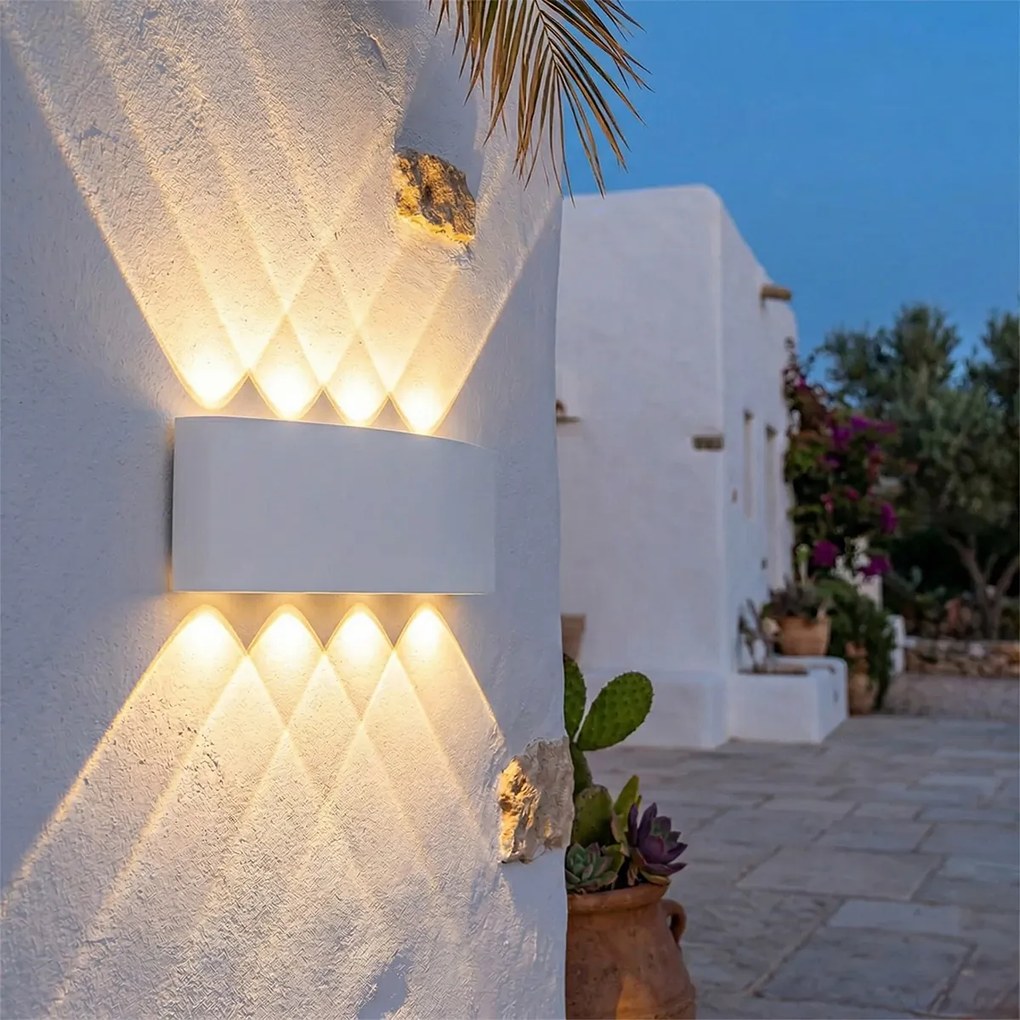 Aplică de perete exterioară albă inclusiv LED 10 lumini IP54 - Silly