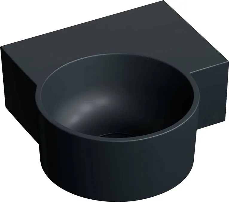 Lavoar suspendat Omnires Ovo M+ finisaj negru lava mat 33.5 cm dreapta