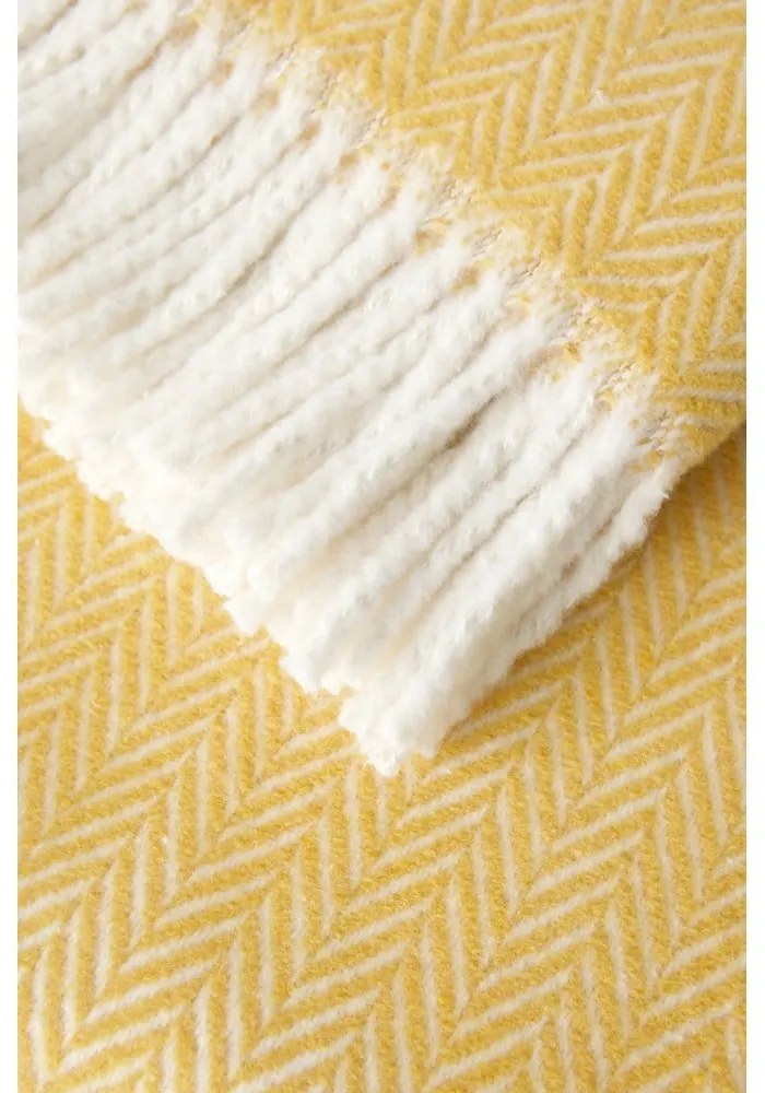 Pled din amestec de bumbac Euromant Skyline, 140 x 180 cm, galben