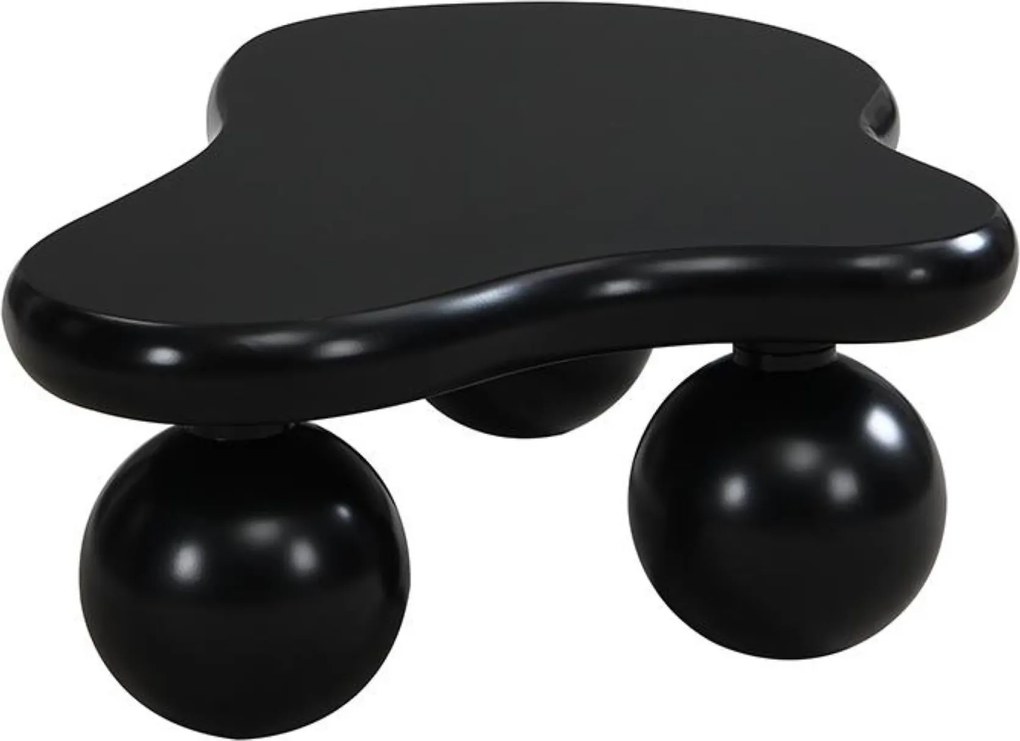 Masă de cafea în stil de nor, cu iluminare LED și design cu picioare rotunde, 95x62,5x32 cm, Negru