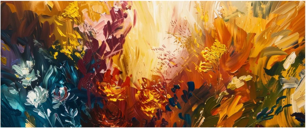 Tablou - pictură abstractă de flori (120x50 cm)