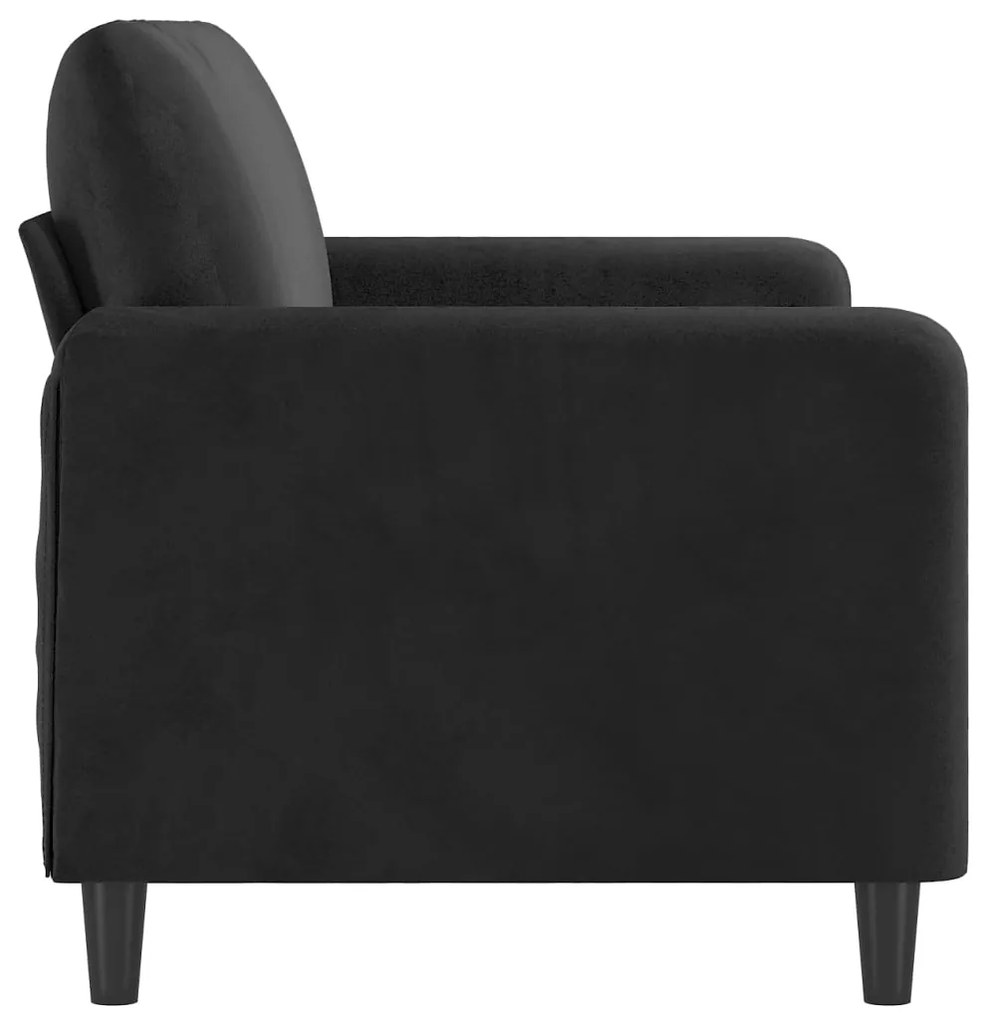 Canapea cu 2 locuri, negru, 140 cm, catifea Negru, 158 x 77 x 80 cm