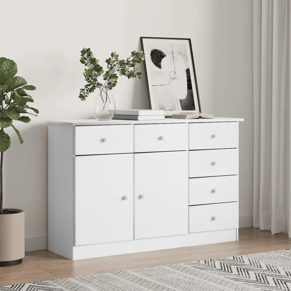 vidaXL Dulap ALTA, alb, 112x35x73 cm, lemn masiv de pin