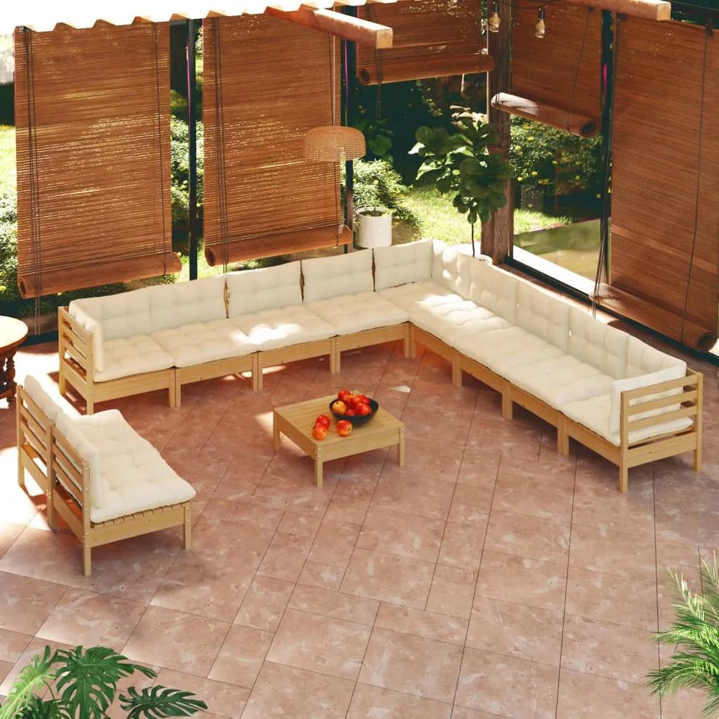 3096860 vidaXL Set mobilier grădină cu perne 12 piese maro miere lemn de pin