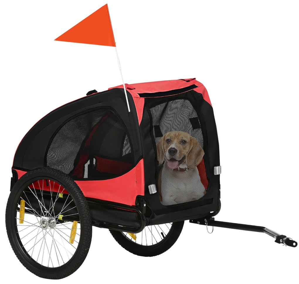 PawHut Remorcă pentru câini, remorcă pliabilă pentru biciclete, rezistentă la apă, textil Oxford, metal, 140 x 71 x 83 cm, Roșu | Aosom Romania