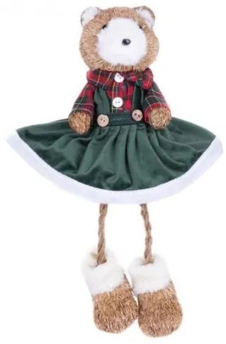 Decoratiune Craciun, ursulet in rochie verde, 17x14x26 cm