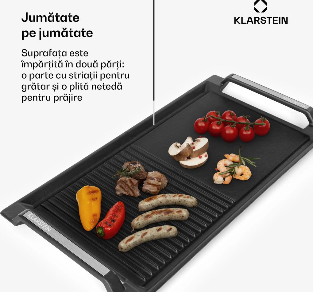 Klarstein Delicatessa Grill Pan , placă pentru grill, accesoriu pentru plită cu inducție, negru