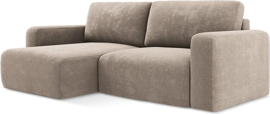 Colțar bej extensibil/cu spațiu de depozitare cu tapițerie din chenille (cu colț pe partea stângă/cu șezlong) Kona – Makamii