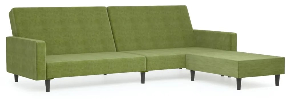 3080504 vidaXL Canapea extensibilă cu taburet 2 locuri, verde deschis, catifea