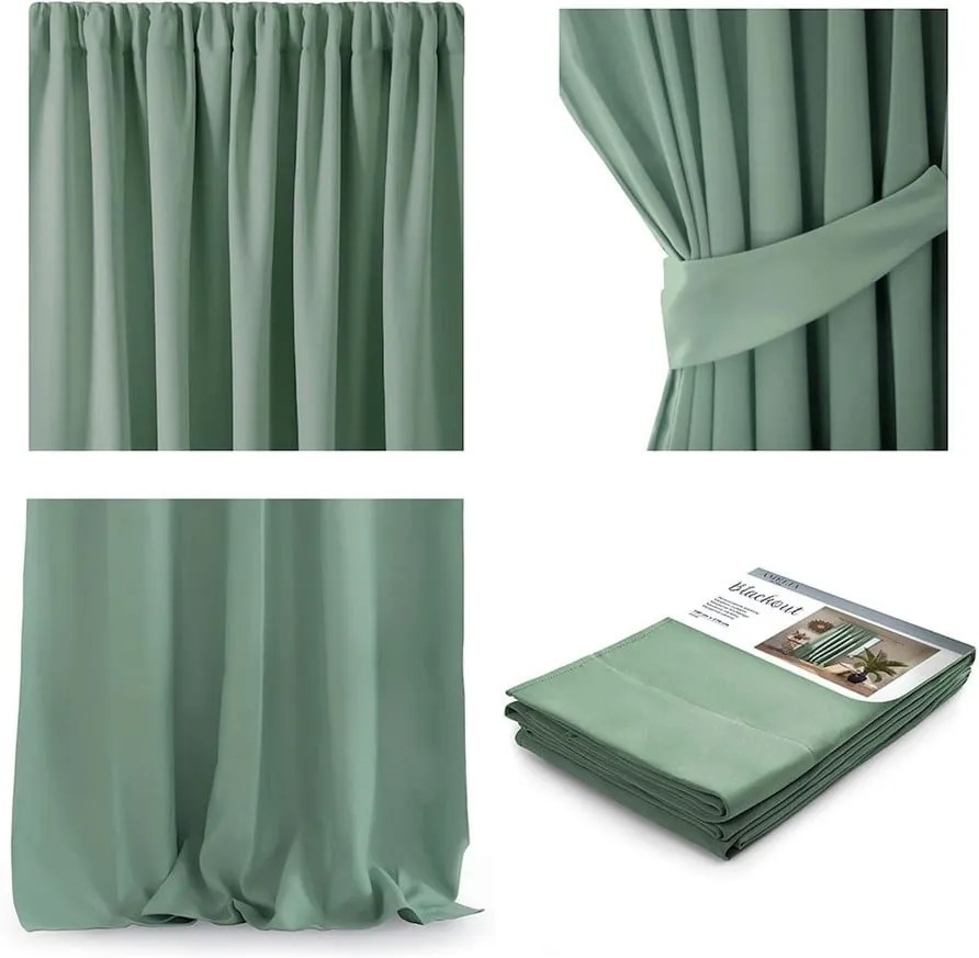 Draperie AmeliaHome Pleat, 140 x 270 cm, verde