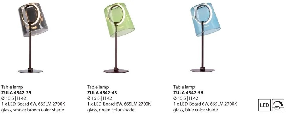Veioza moderna LED 2700K, sticla, verde, Zula