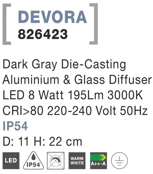 Mini Stalp LED iluminat exterior IP54 DEVORA H-65cm NVL-826423
