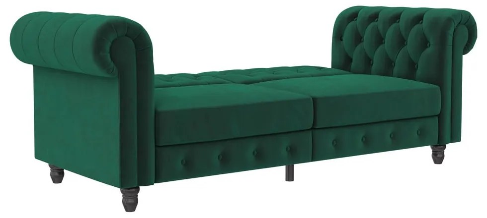 Canapea verde-închis extensibilă cu tapițerie din catifea 236 cm Felix – Støraa