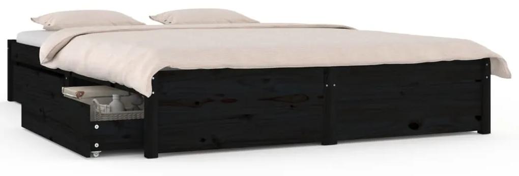 3103502 vidaXL Cadru de pat cu sertare Double, negru, 135x190 cm
