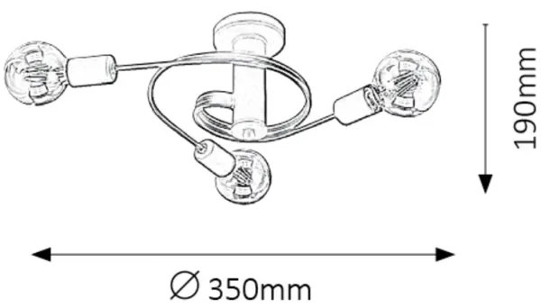Rabalux 2096 - Lustră aplicată CARLY 5xE27/15W/230V negru