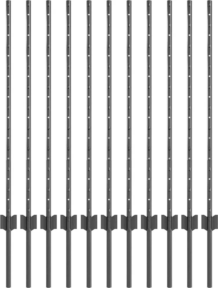 vidaXL Stâlp de gard. 11 pcs Gri 100 cm Oțel
