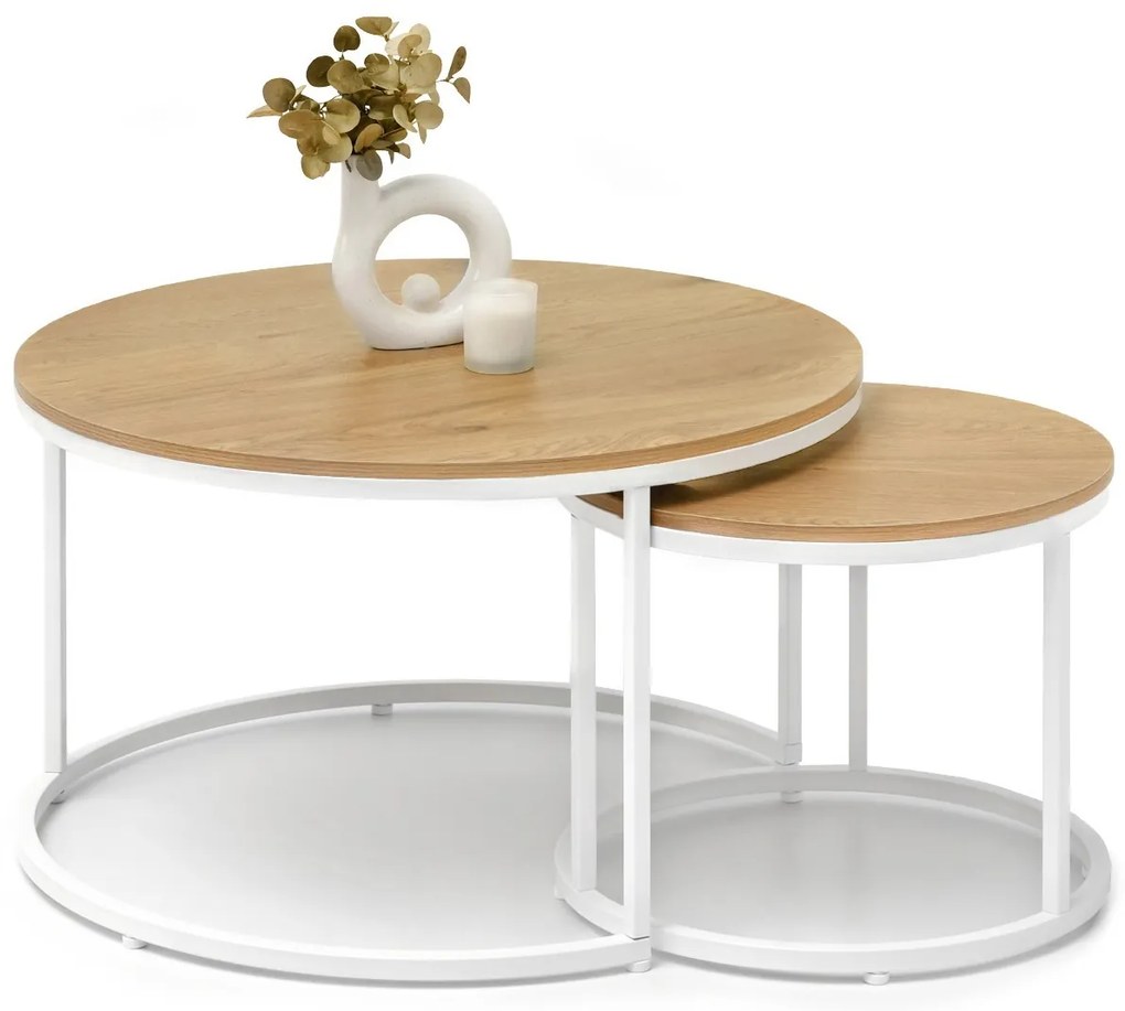 Măsuță de cafea Klara (stejar + alb). Promo -10%. 1111627