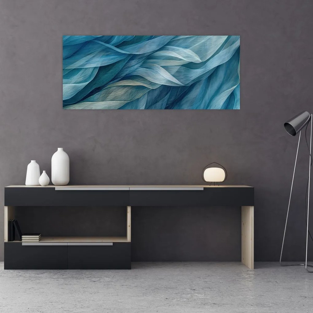 Tablou - Undele albastre și albe (120x50 cm)