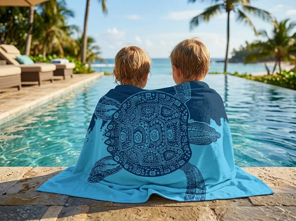 Prosop de plaja XXL cu uscare rapida OCEVA albastru 150 x 210 cm, 100% microfibra