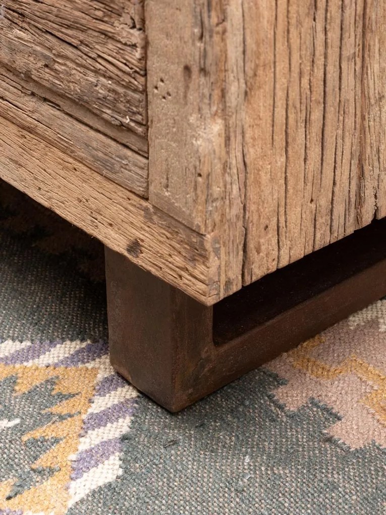 Comoda natur, din lemn reciclat, cu 3 sertare, aspect rustic, Endor